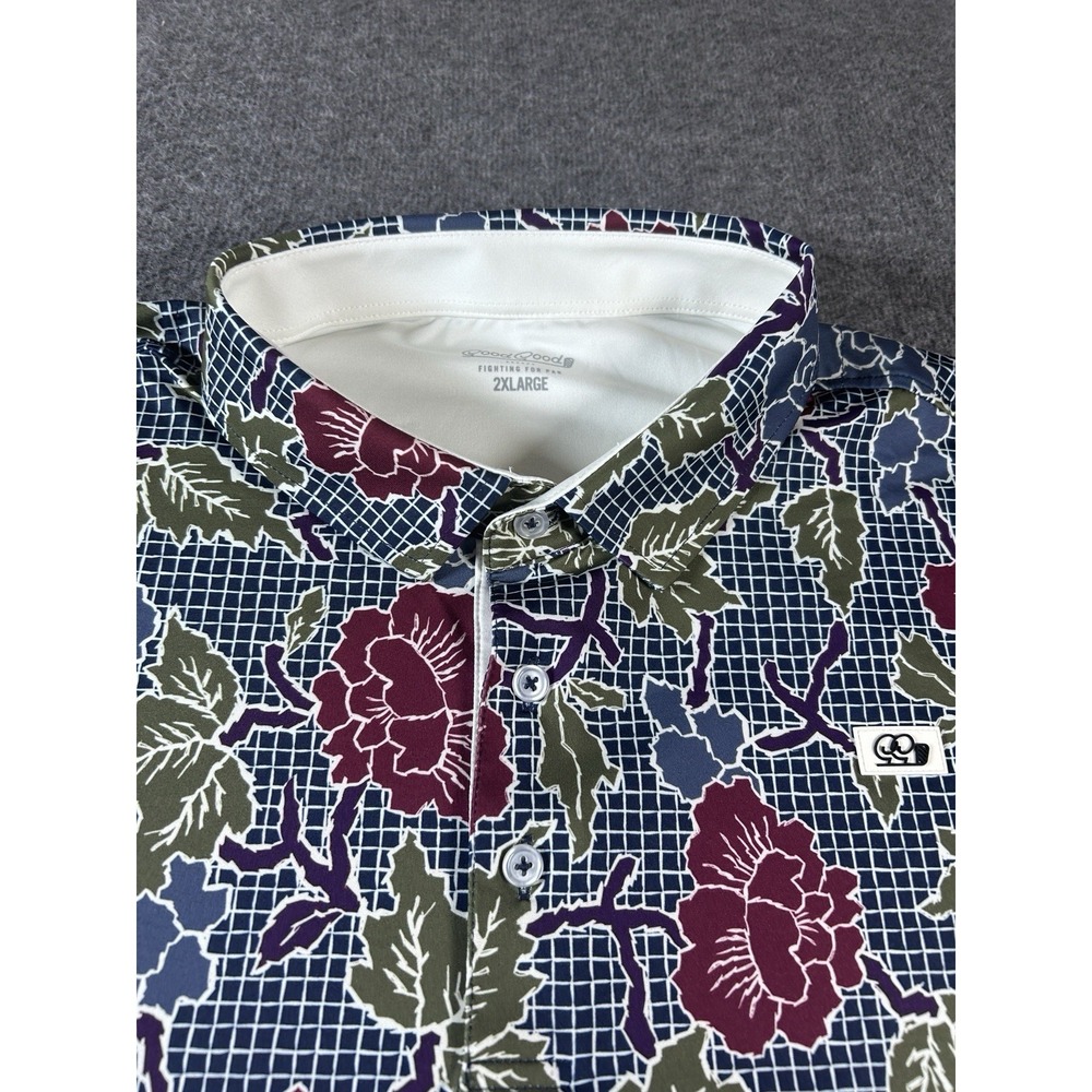 Good Good Golf Polo Shirt Men's 2XL Floral Performance Stretch Lightweight - Picture 4 of 9